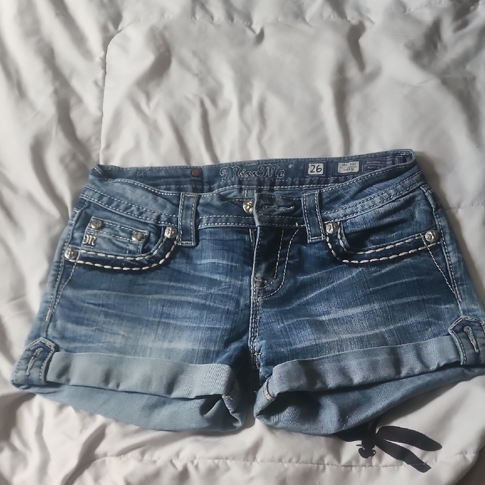 Miss Me Blue Jean Shorts with Rolled Hem